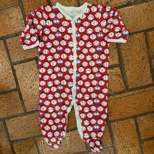 Roberta Roller Rabbit - Red Snowmen Footie - Christmas - 6-9M